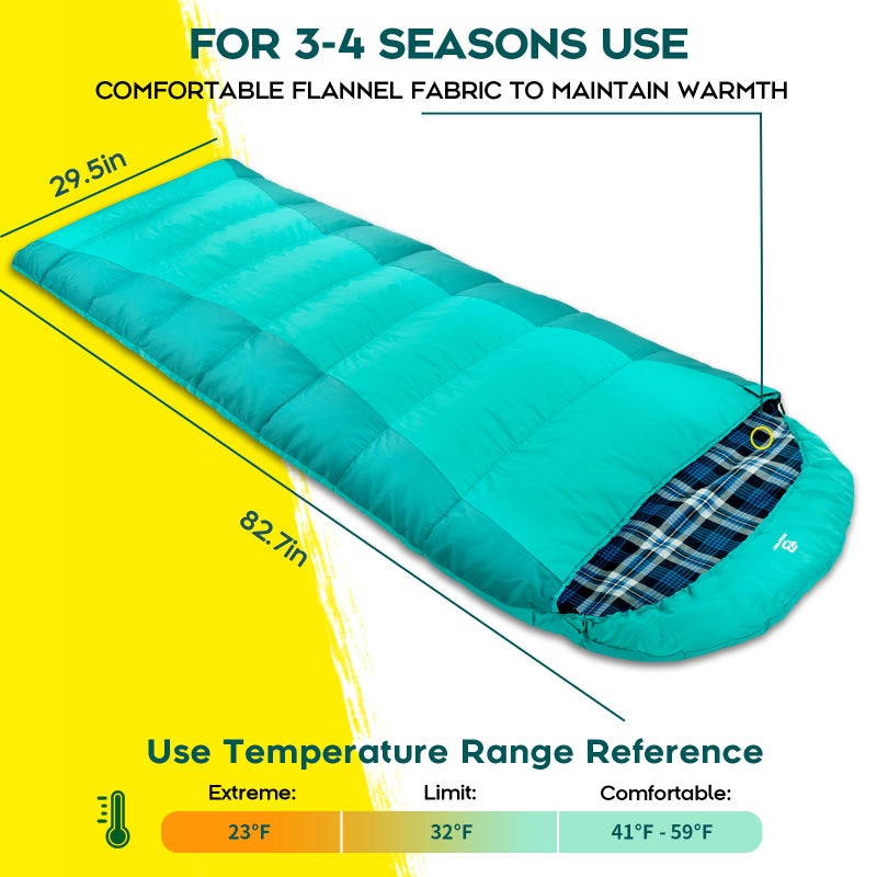 Bessport Sleeping Bag Winter | Flannel Lined 18â„‰ - 32â„‰ Extreme 3-4 Season Warm & Cool Weather Adult Sleeping Bags Large | Lightweight, Waterproof for Camping, Backpacking, Hiking - Image 2